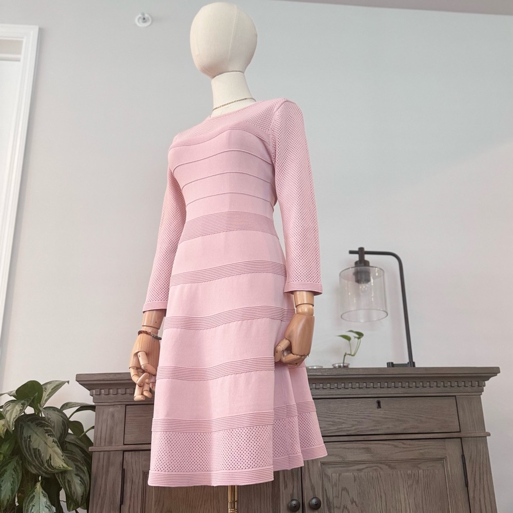 Vince Camuto Mesh-detail Fit-and-flare Dress | Size Small - Picture 4 of 14